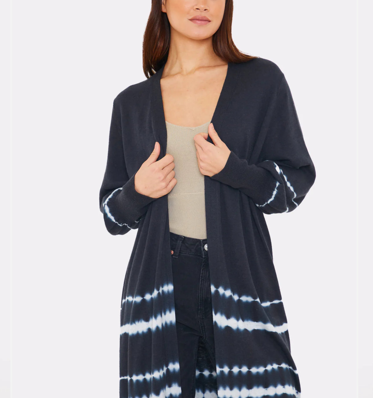 Brodie Cashmere Bleach Stripe Longline Cardigan