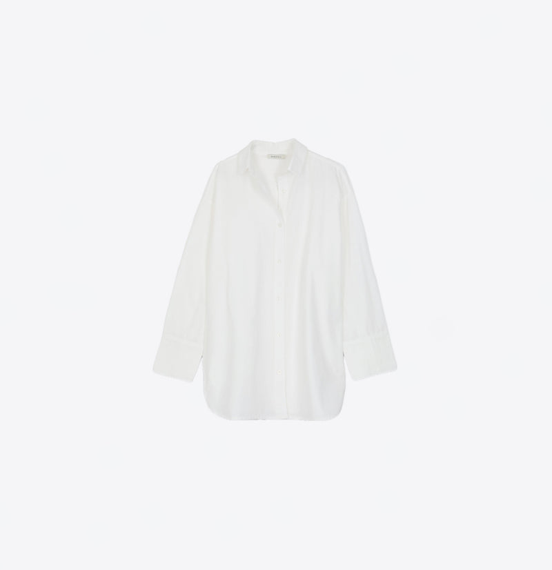 Ragdoll LA Oversized Cotton Shirt With Slit – White