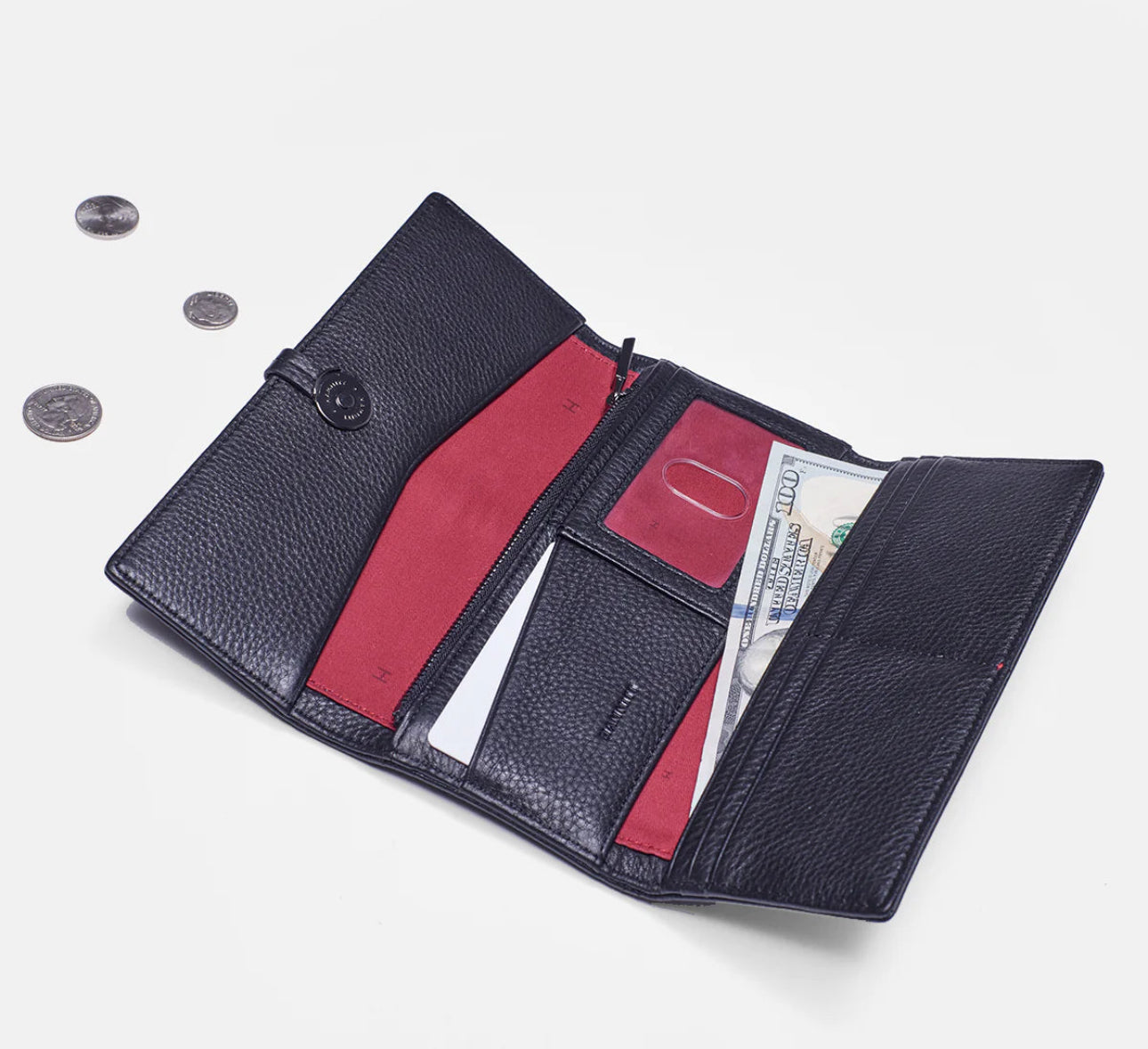 Hammitt Benjamin Wallet Slim - Black/Gunmetal