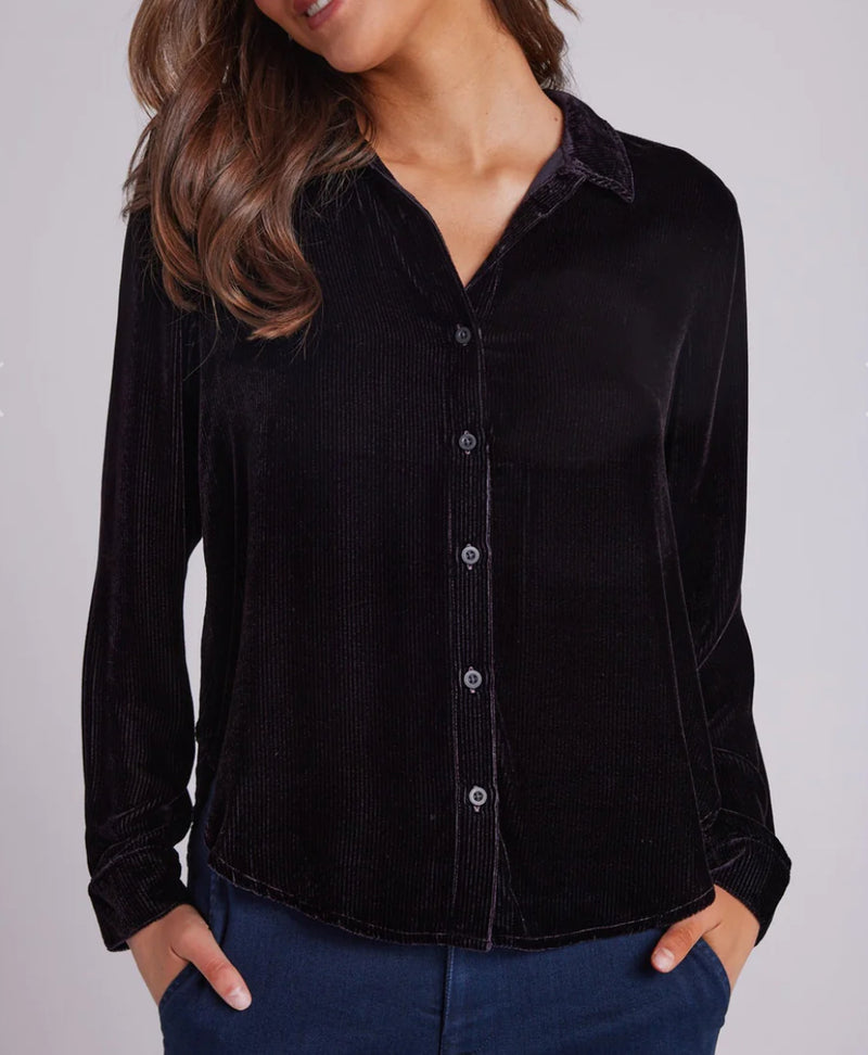 Bella Dahl Velvet Corduroy Long Sleeve Shirt - Black