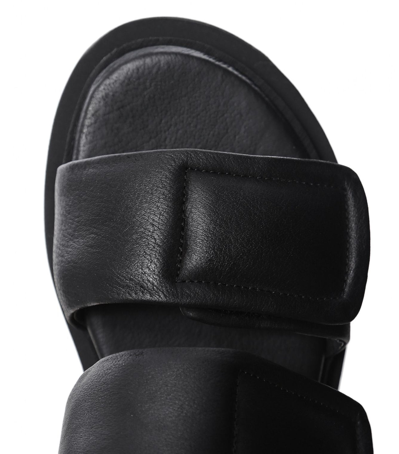 Lofina Gasoline Leather Velcro Sandals - Black