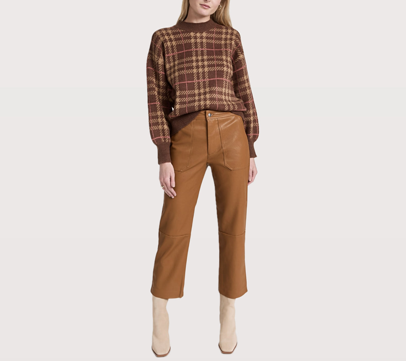LNA Rune Faux Leather Pants - Toffee