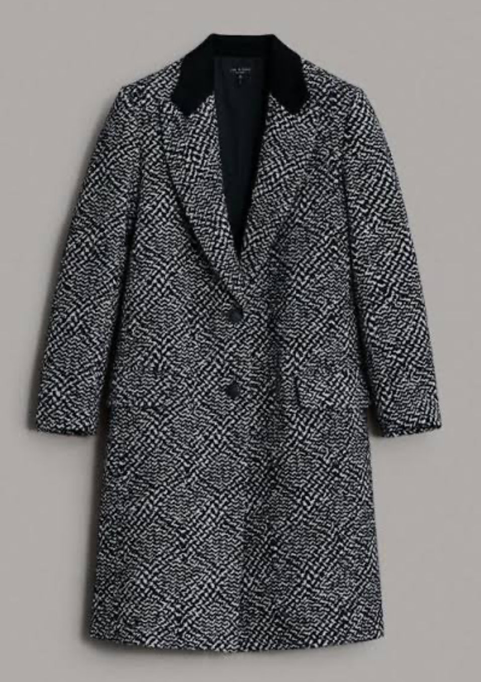 rag & bone Wooster Wool Blend Coat - Black/White