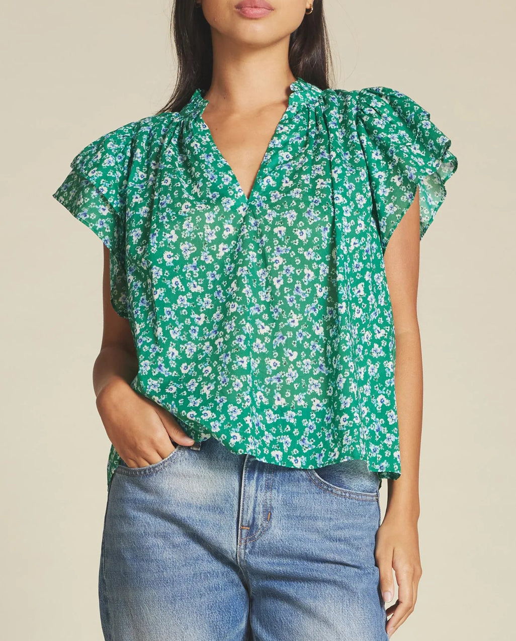 Trovata Clover Blouse - Spirulina Flower