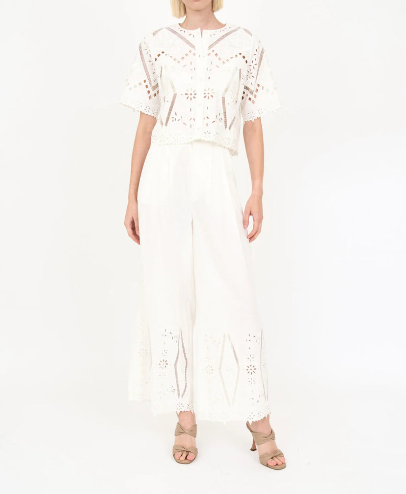 Christy Lynn Dylan Pant - Blanc Embroidery