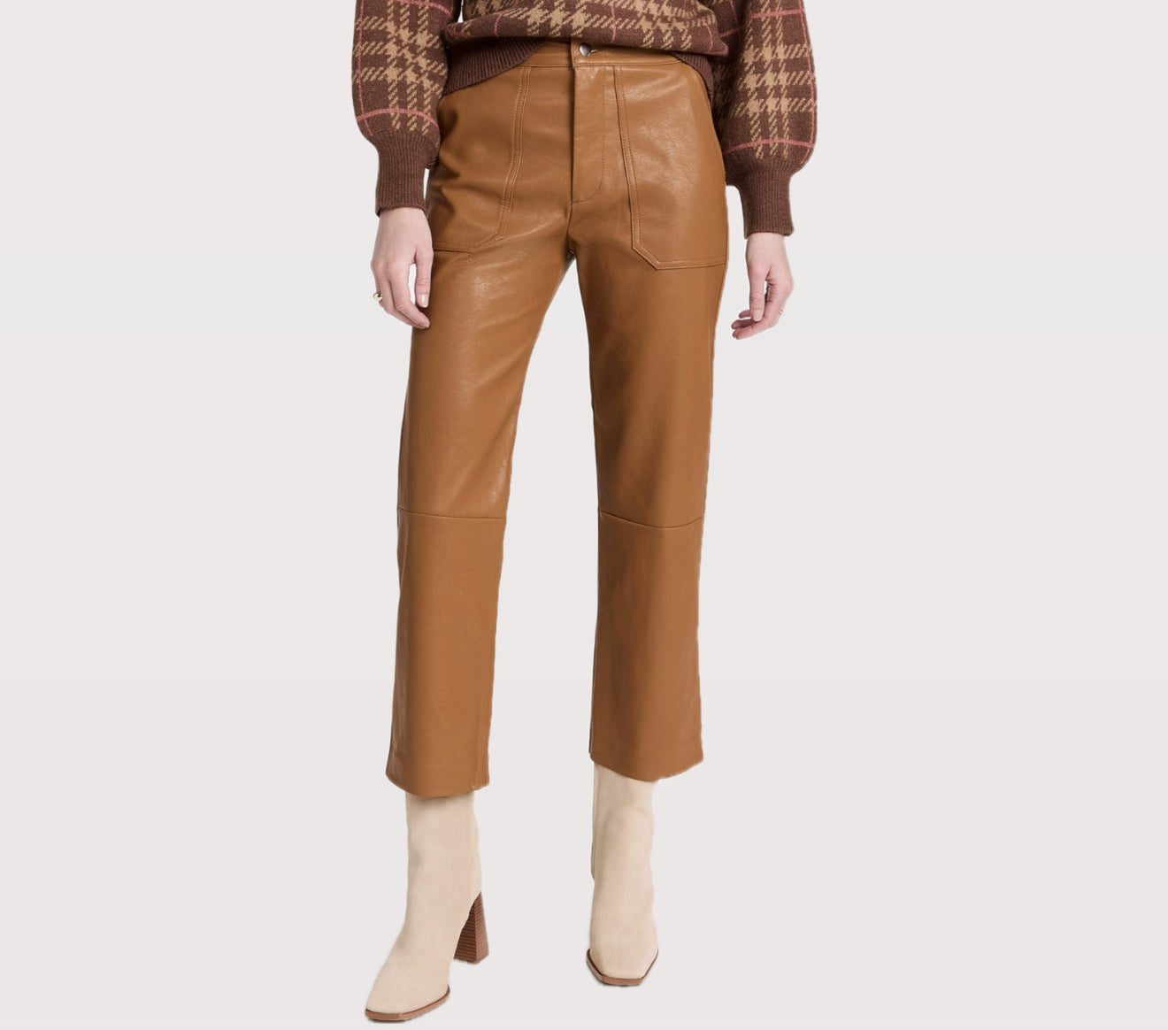 LNA Rune Faux Leather Pants - Toffee