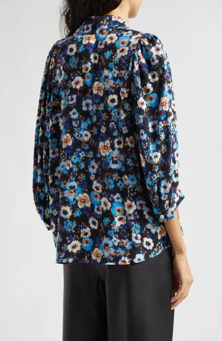 Smythe Frontier Three-Quarter Sleeve Blouse - Blue