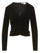 Veronica Pelona Stretch Velvet Top - Black