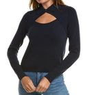 Autumn Cashmere Cut-Away Polo Rhinestone Button - Navy