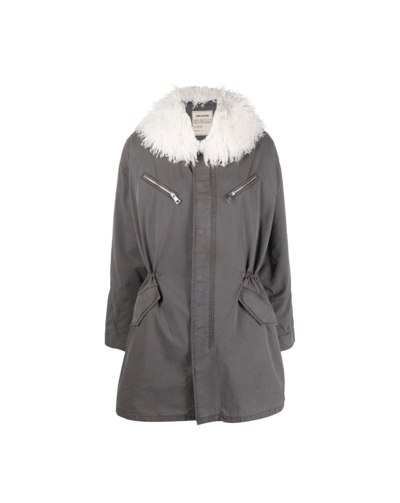 Zadig & Voltaire Kidea Zip-Up Parka Coat - Ardoise Grey