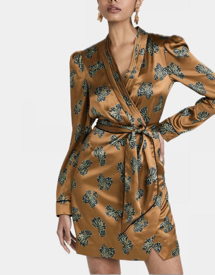 Saloni Bibi Piped Dress - Gold Bows