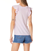 bobi Flutter Sleeve Raglan V-Neck Tee - Hydrangeas