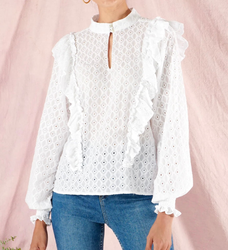 Neve & Noor Milly Ruffle Shirt - Diamond Lace