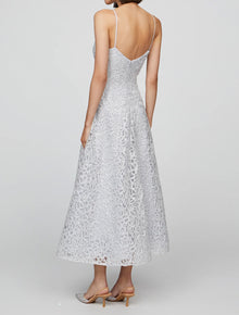 THEIA Sleeveless Tulle Dress - French Silver