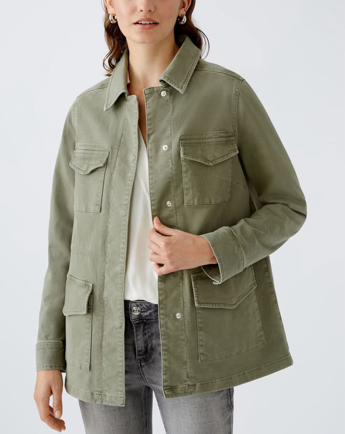 Oui Faux Field Jacket - Dusty Olive