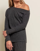 Red Haute One Shoulder Top - Charcoal