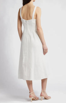 Du Paradis Sleeveless Linen Midi Dress - White