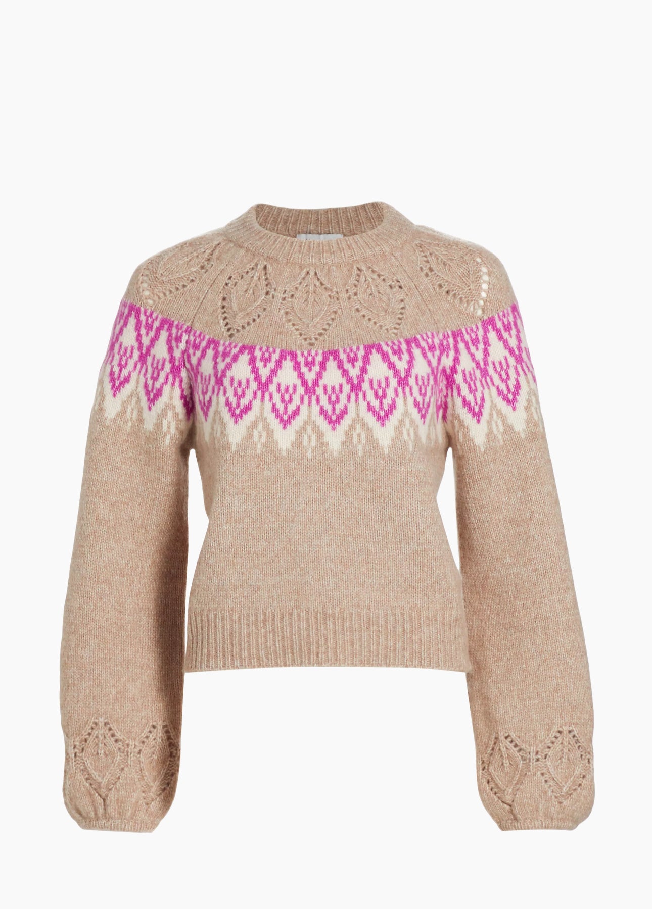 dh New York Hannah Pointelle Fair Isle-Inspired Sweater