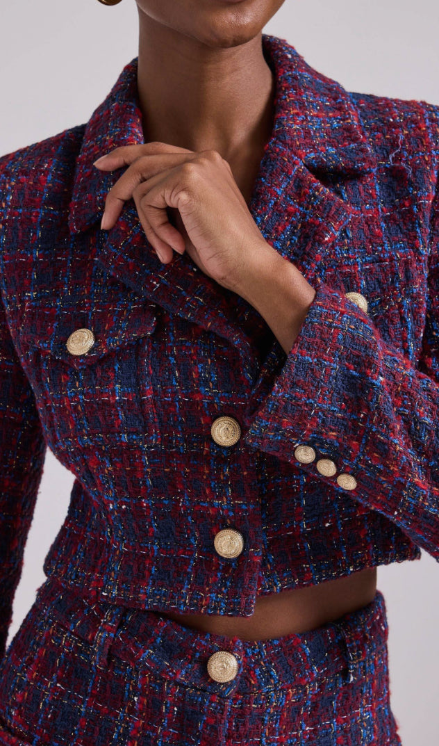 Generation Love Norah Tweed Blazer - Navy/Merlot