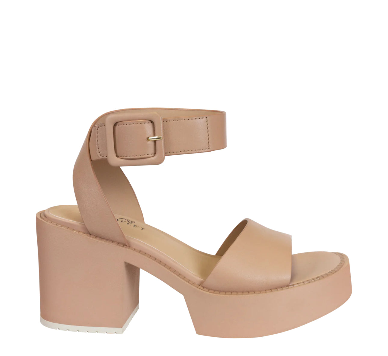 NAKED FEET Iconoclast Rosette Heeled Sandals