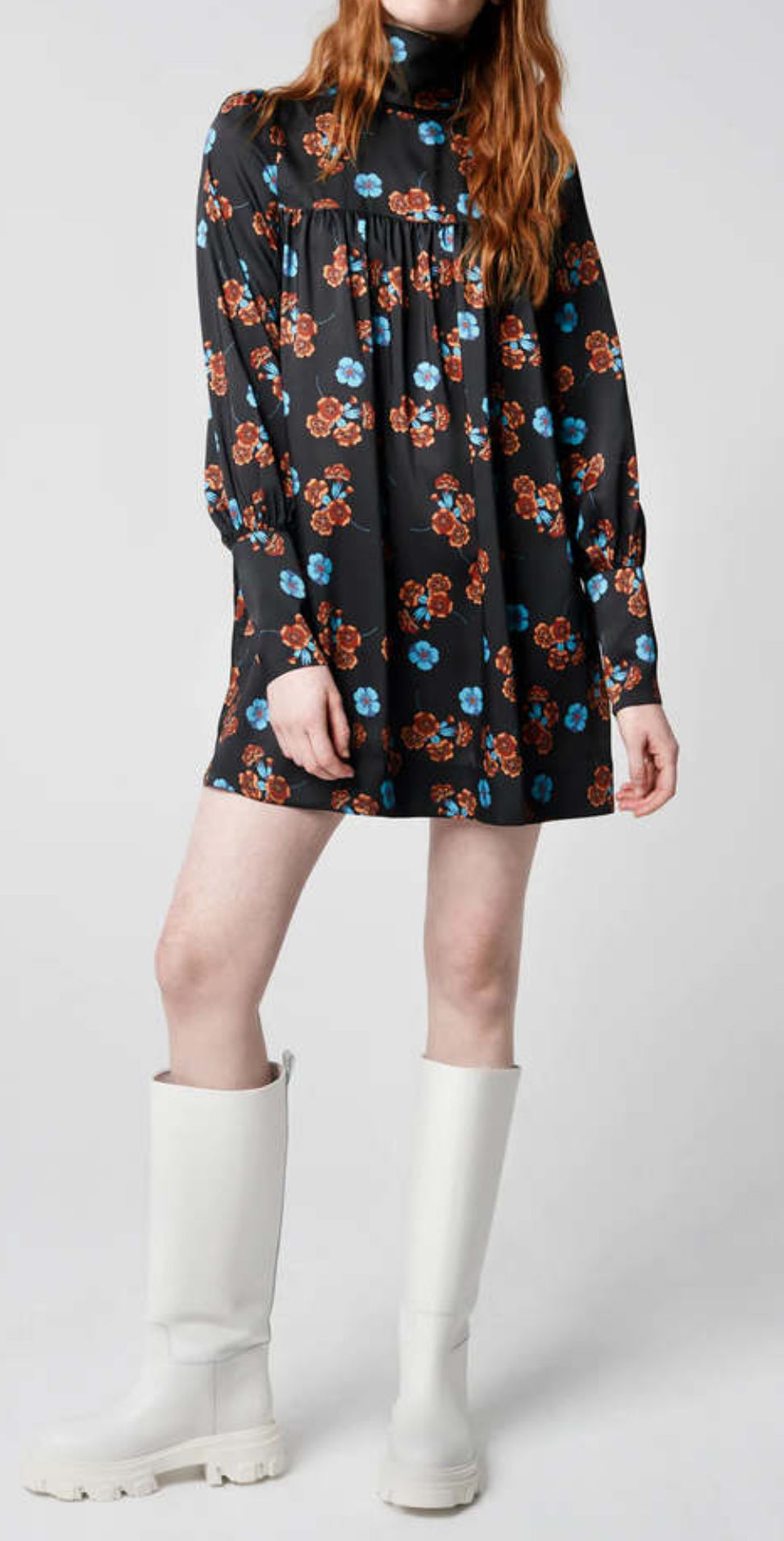 Smythe Mini Dress - Black Grounded Floral