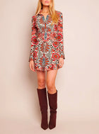 Cara Cara Poppy Paisley Belted Minidress - Turtledove Luxor