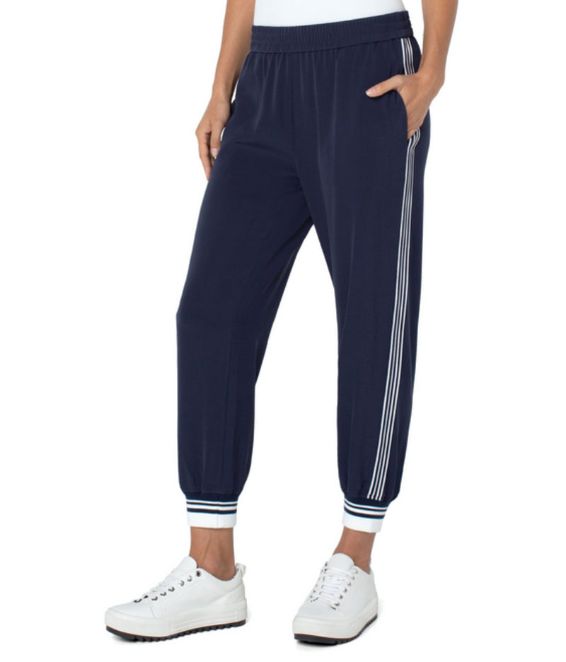 Liverpool Los Angeles Pull On Jogger With Side Stripe - Inkwell Navy