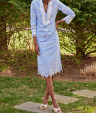 Sail to Sable Long Sleeve Gingham Tunic Dress - Blue