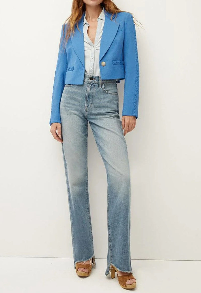 Veronica Beard Behren Cropped Jacket - Azure Blue