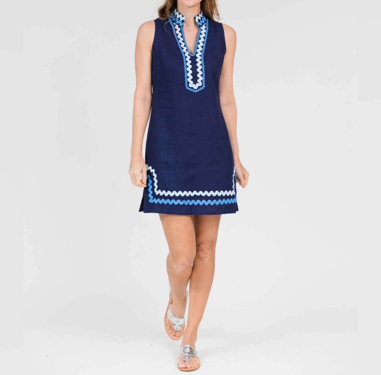 Sail To Sable Sleeveless Tunic W/Ric Rac - Navy