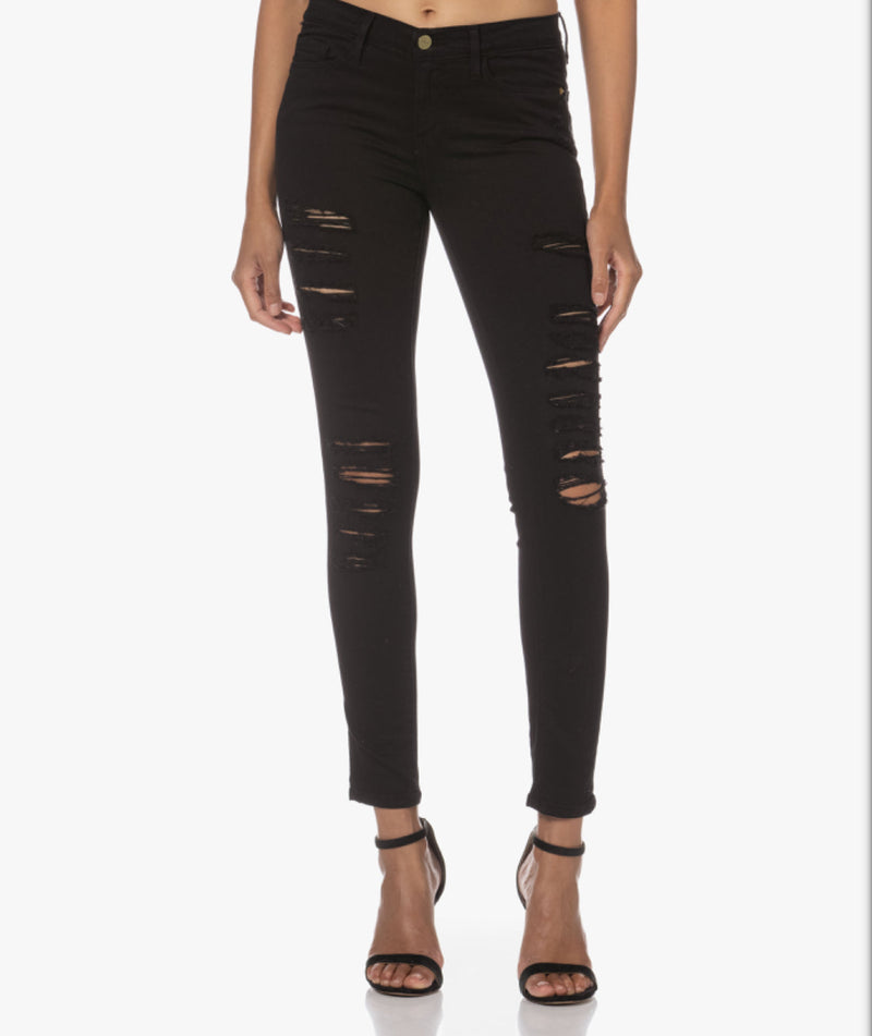 Frame Le Skinny de Jeanne Ripped Jeans - Film Noir