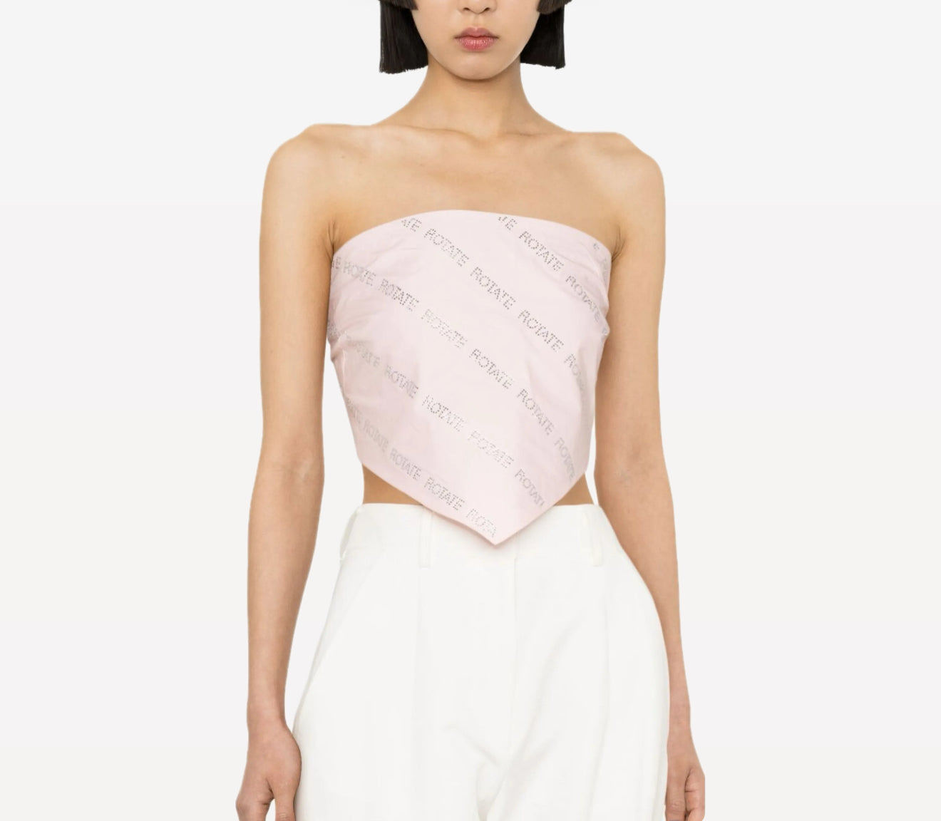 Rotate Birger Christensen Sunday Crystal Embellished Logo Bandana Top - Blush
