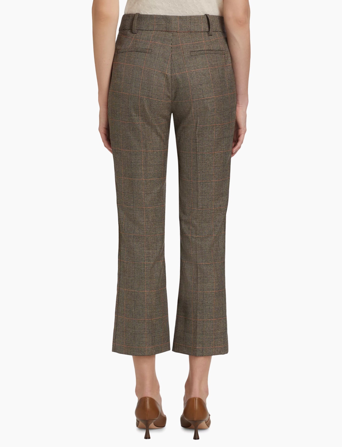 Frame Check Cropped Trousers - Brown Multi