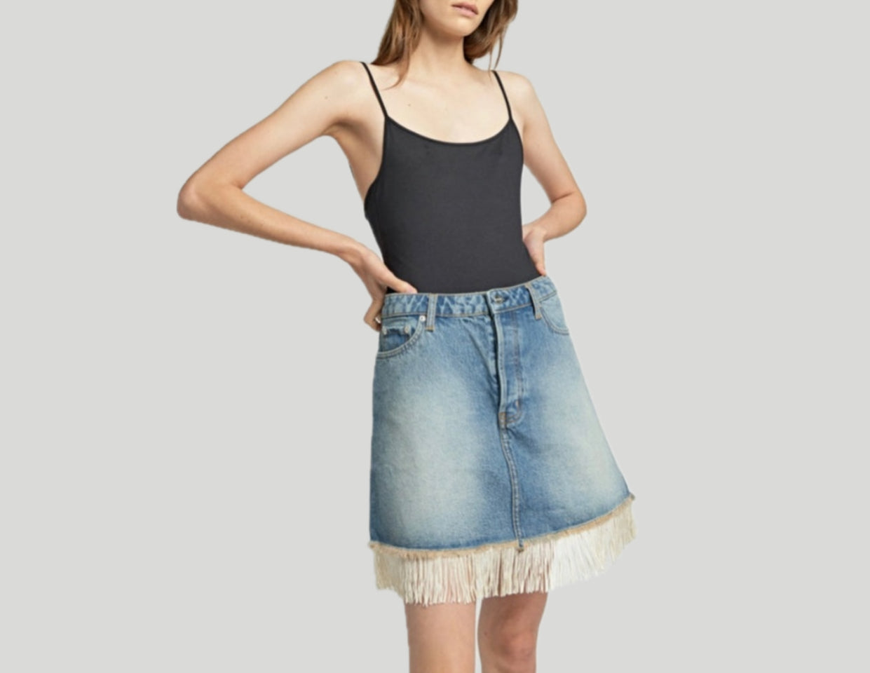 Ragdoll LA Denim Skirt With Fringe