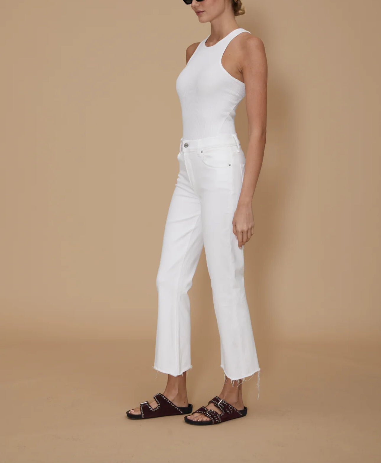 LE JEAN Bella Crop Flare - White