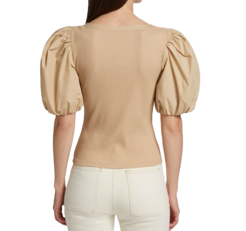 Derek Lam 10 Crosby Willa Knit Balloon Sleeve Top - Khaki