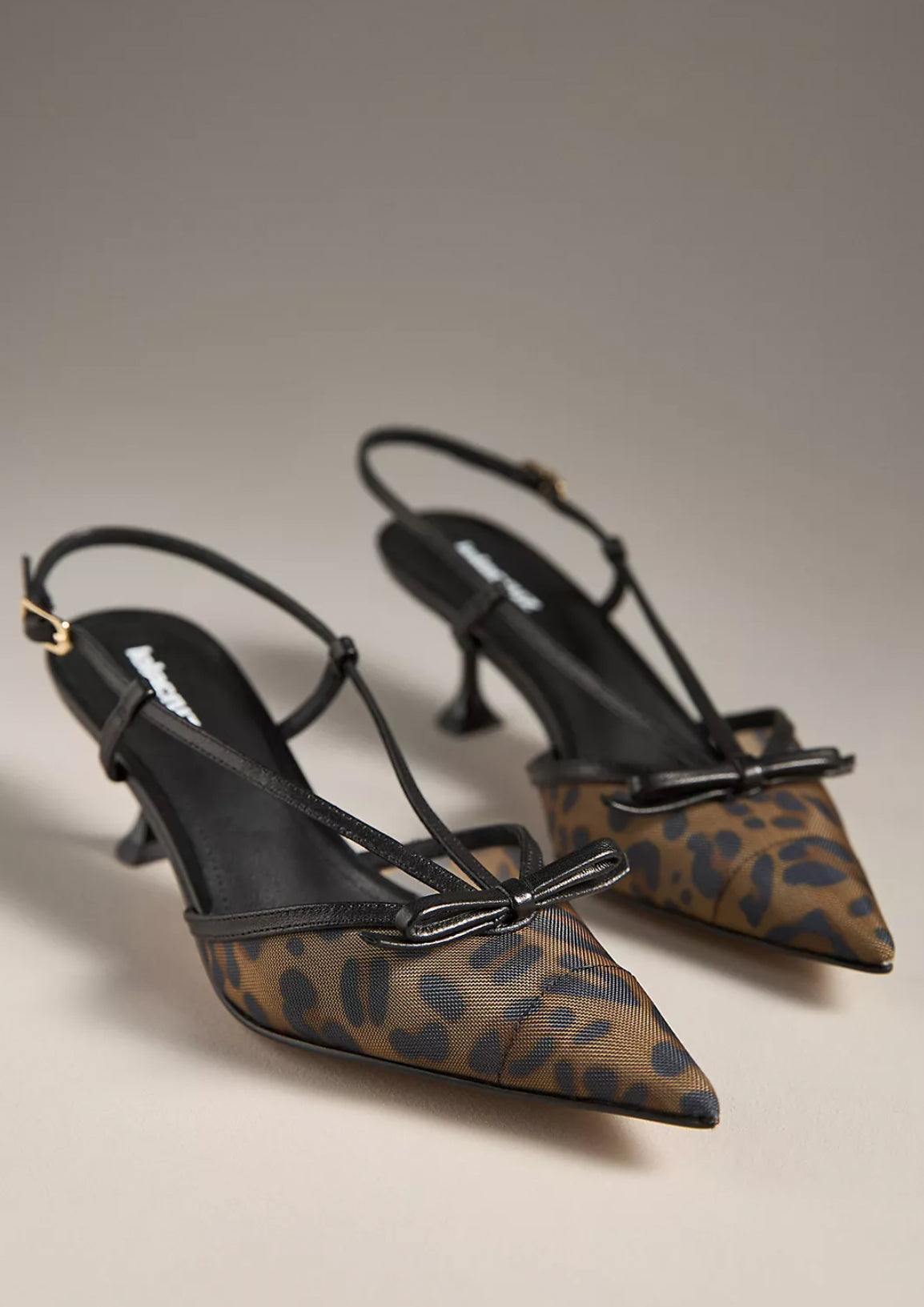 Lola Cruz Satina Slingback Kitten Heels - Leopard