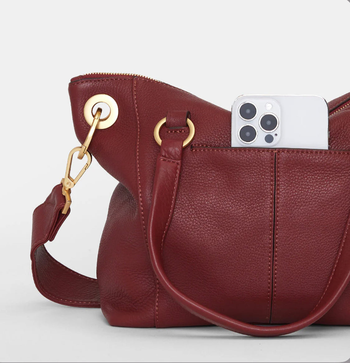 Hammitt DANIEL MED Leather Satchel Bag - Pomodoro Red