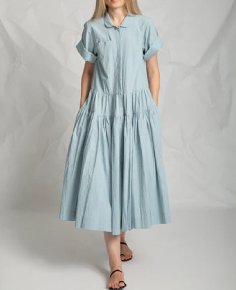 Les Filles D'Ailleurs Belted Midi Dress - Blue