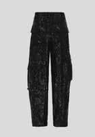 Rotate Birger Christensen Sequined Straight-Leg Cargo Pants - Black