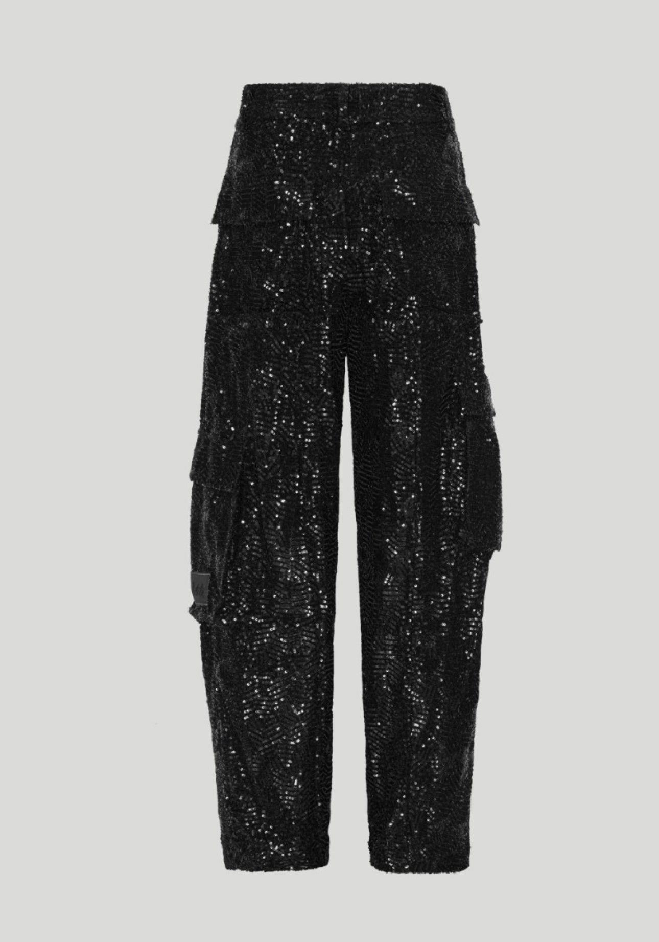 Rotate Birger Christensen Sequined Straight-Leg Cargo Pants - Black