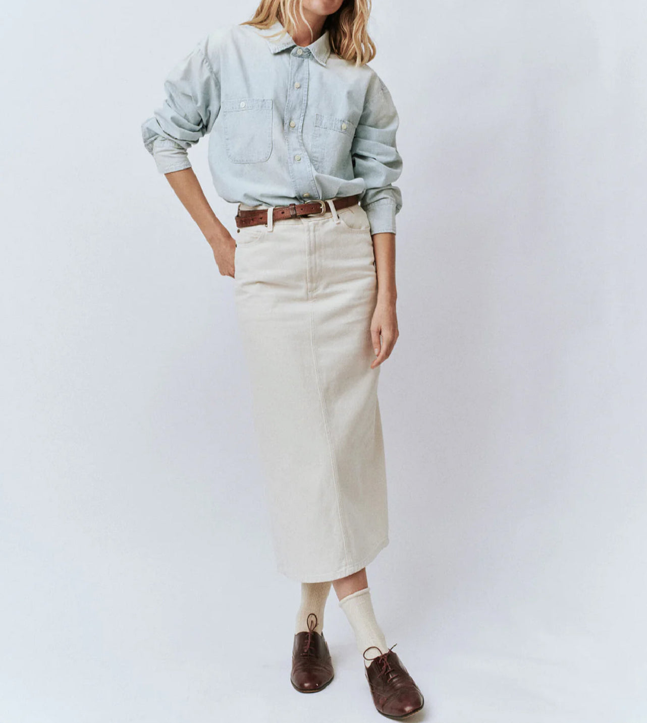 The Great. The Column Skirt - Natural