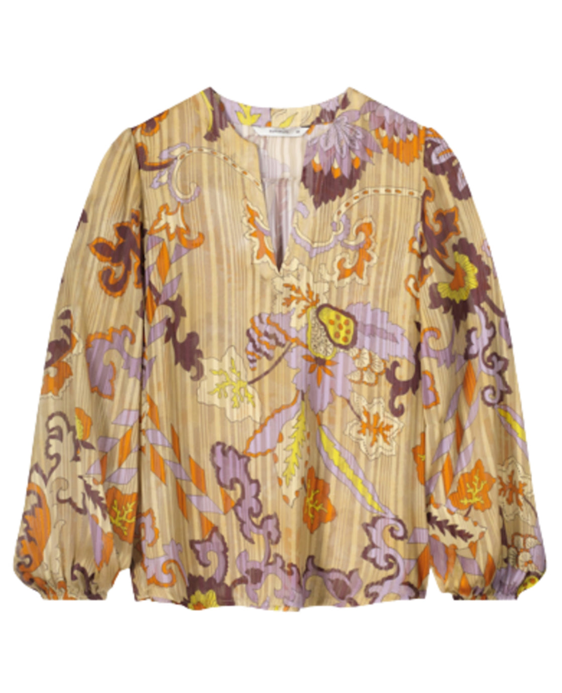 Summum Modern Flowers V Neck Top - Multicolor