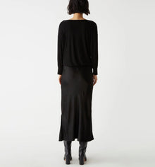 Michael Stars Nadia Mixed Fabric Satin Dress - Black