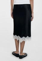 Enza Costa Hammered Satin Slip Skirt - Black/White