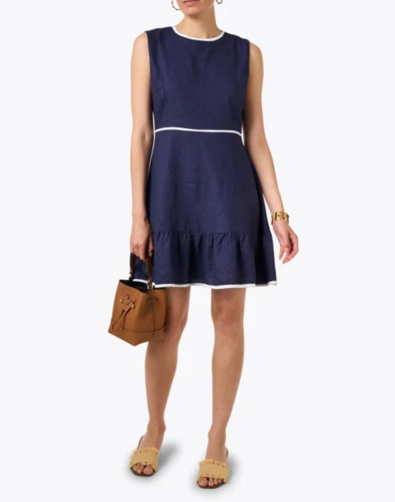 Sail To Sable Navy Ruffle Hem Dress