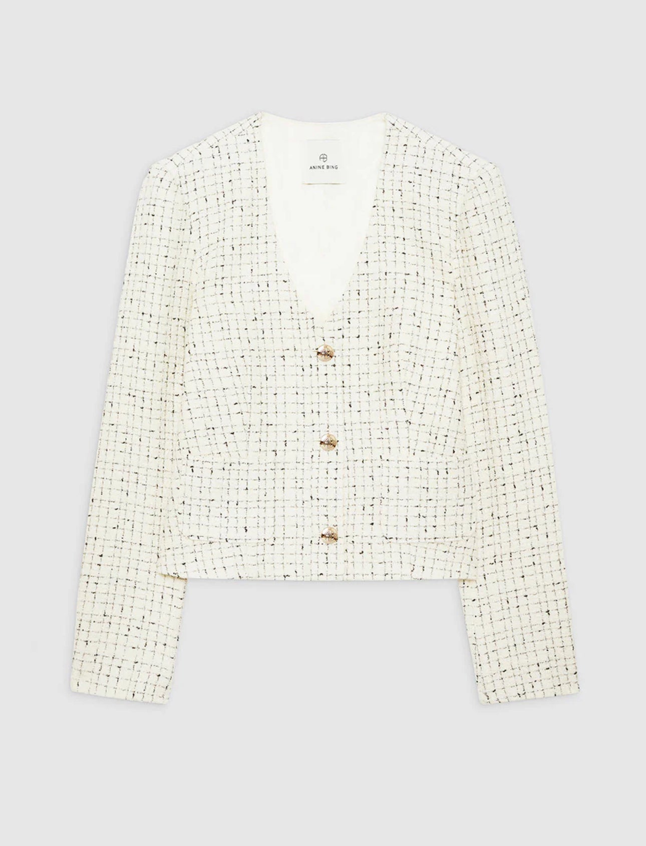 Anine Bing Anitta Tweed Jacket - Cream/Black