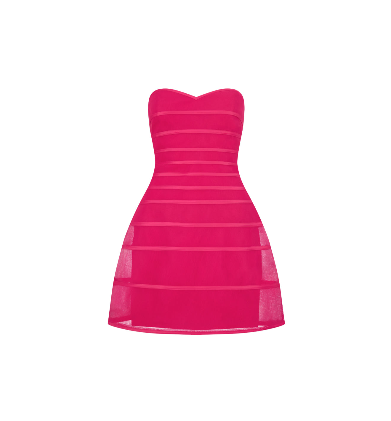 BCBGMAXAZRIA Sheer Volume Strapless Dress - Hot Pink