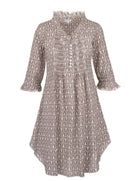 At Last... Annabel Cotton Kaftan/Tunic - Fresh Taupe & White