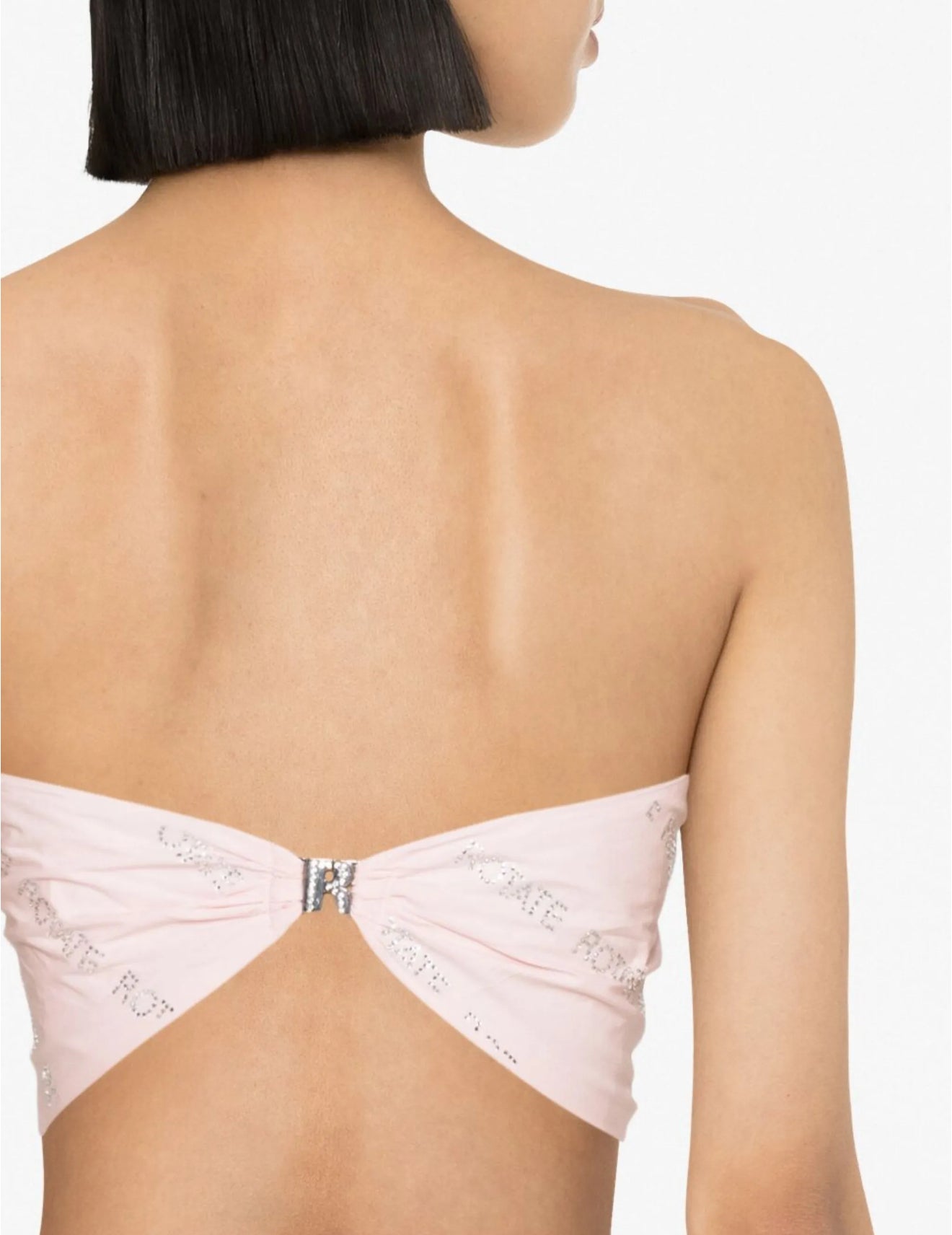 Rotate Birger Christensen Sunday Crystal Embellished Logo Bandana Top - Blush